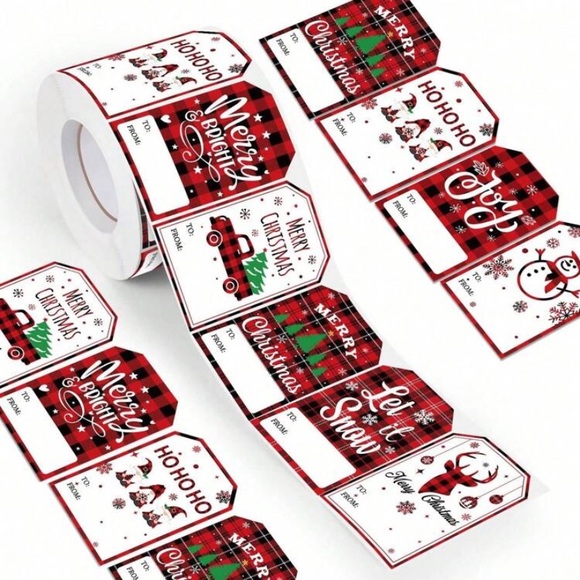 NEW! Christmas Gift Tag Stickers 500 Ct Roll - Picture 3 of 4